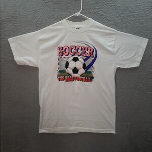 Vintage Global Basics Shirt Adult Extra Large White Soccer Football Sports Y2K